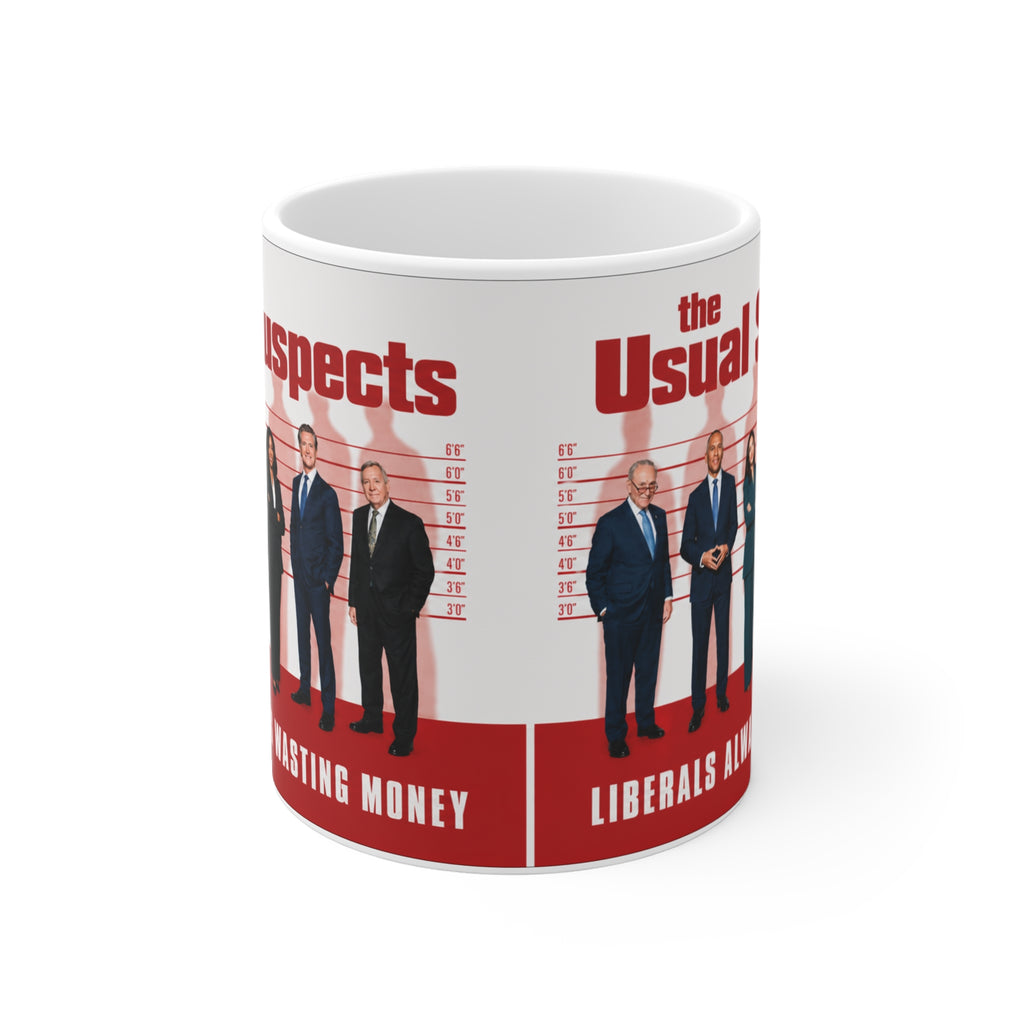 Funny Political Parody Mug - The Usual Suspects Satirical Debate Lineup Coffee Cup - 11oz Conservative Humor Gag Gift