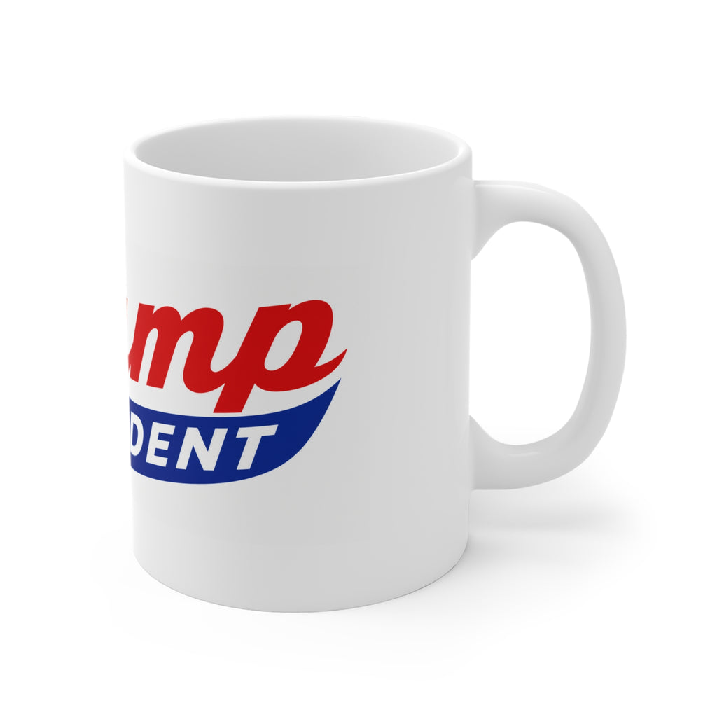 PRESIDENT TRUMP 11oz Political Campaign Mug - "President" Retro Script Design
