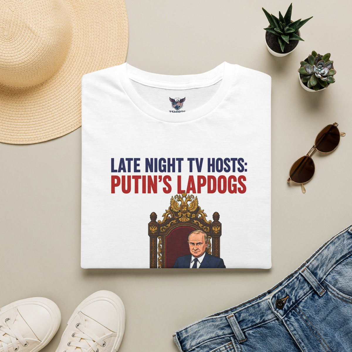 Political Satire T-Shirt — "Late Night TV Hosts: Putin's Lapdogs" Graphic Tee