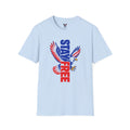 Stay Free Eagle Patriot T-Shirt — Patriotic Red, White & Blue Graphic Tee