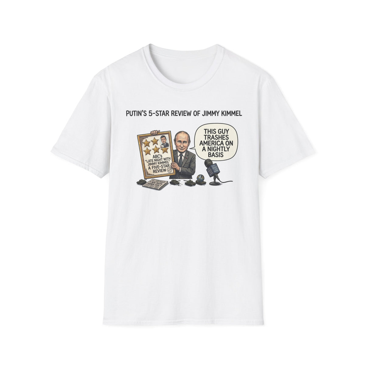 Putin 5-Star Review of Jimmy Kimmel T-Shirt | Political Satire Tee