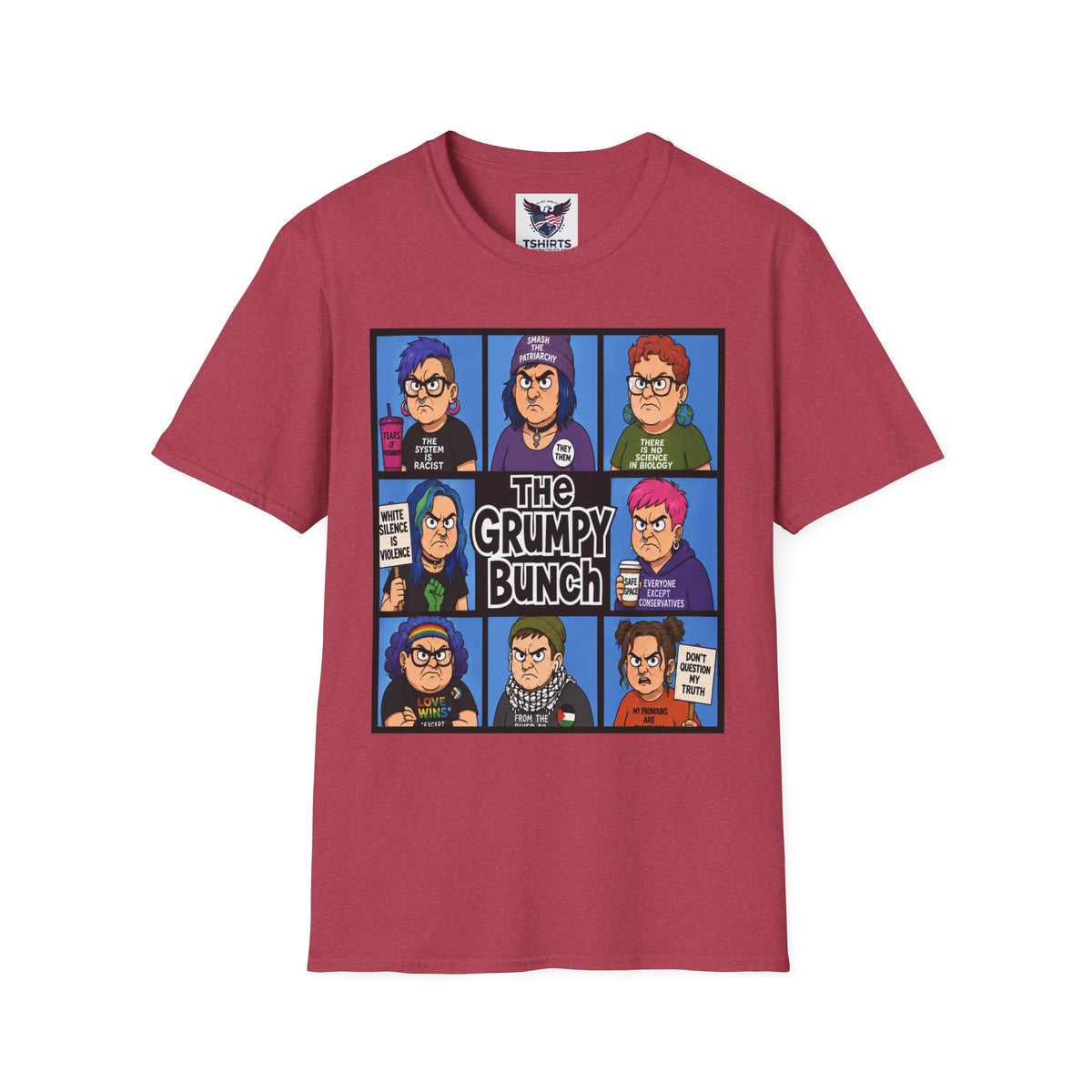 Grumpy WOKE Bunch Graphic T-Shirt — Retro Comic Panel Illustration
