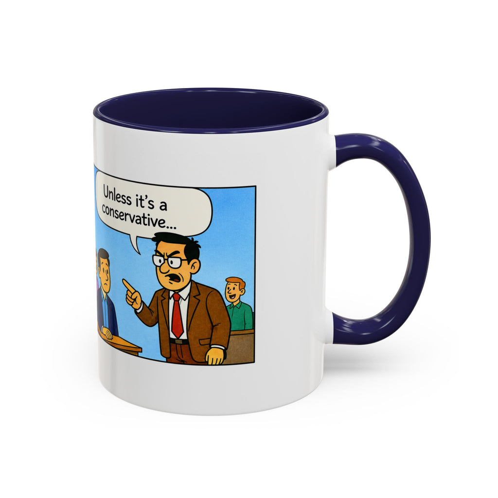 "College Life" Political Satire Comic Accent Coffee Mug – Funny Conservative Freedom of Speech Gag Gift