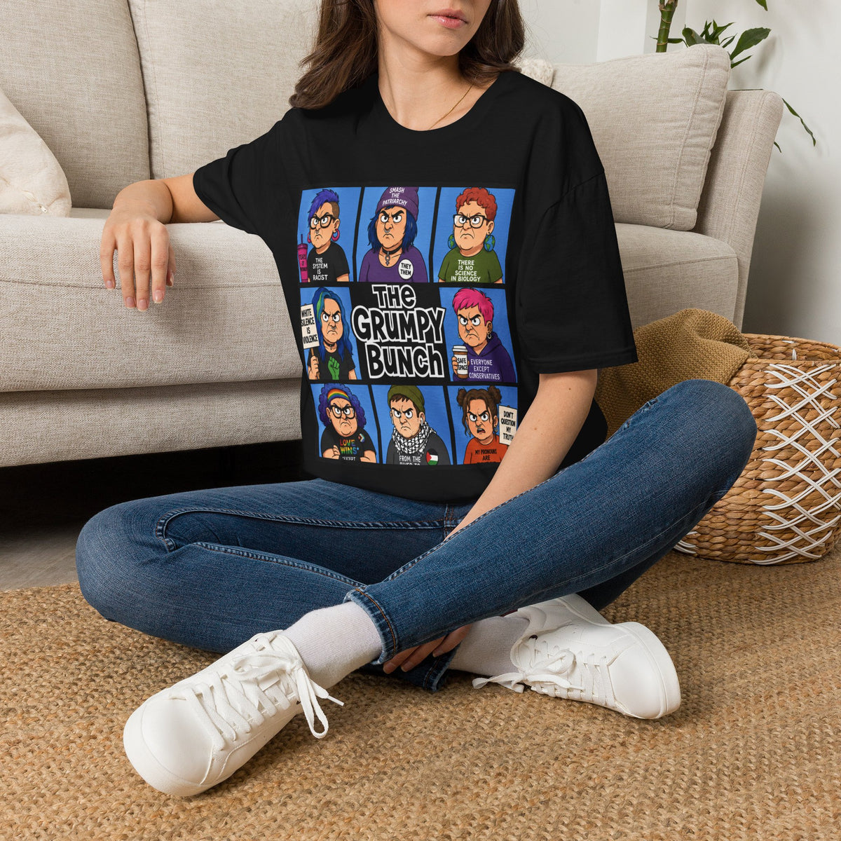 Grumpy WOKE Bunch Graphic T-Shirt — Retro Comic Panel Illustration