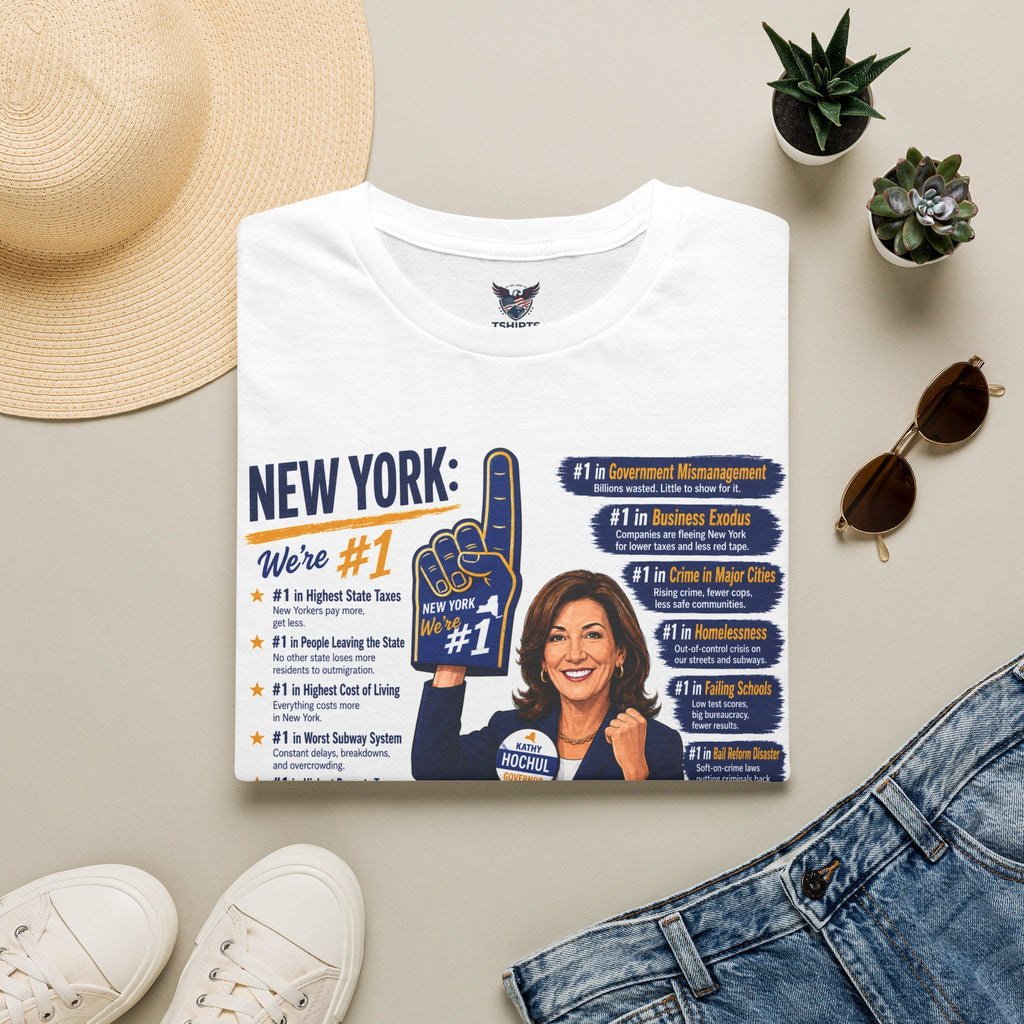 "Trump Patriot Shirt | America First T-Shirt | Conservative Republican Apparel | God Family Country Tee" | New York Rule #1 T-Shirt | NY State Facts Graphic Tee