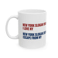 New York Slogan Mug — "New York 1980: I Love NY / New York 2026: Escape From NY" Ceramic Coffee Cup (11oz, 15oz)
