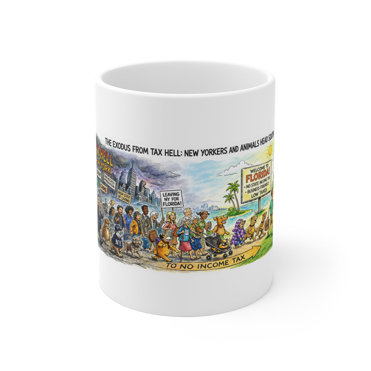 Escape From New York 11oz Coffee Mug, Tax Hell New York Novelty Ceramic Mug, Funny Political Satire Gift