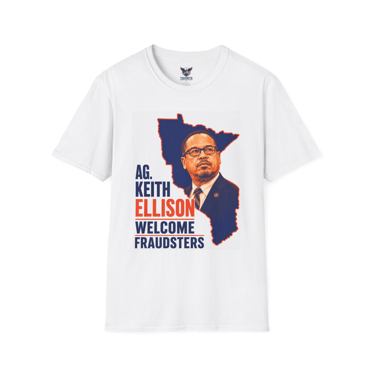 Keith Ellison Political Satire Portrait T-Shirt | Minnesota State Silhouette