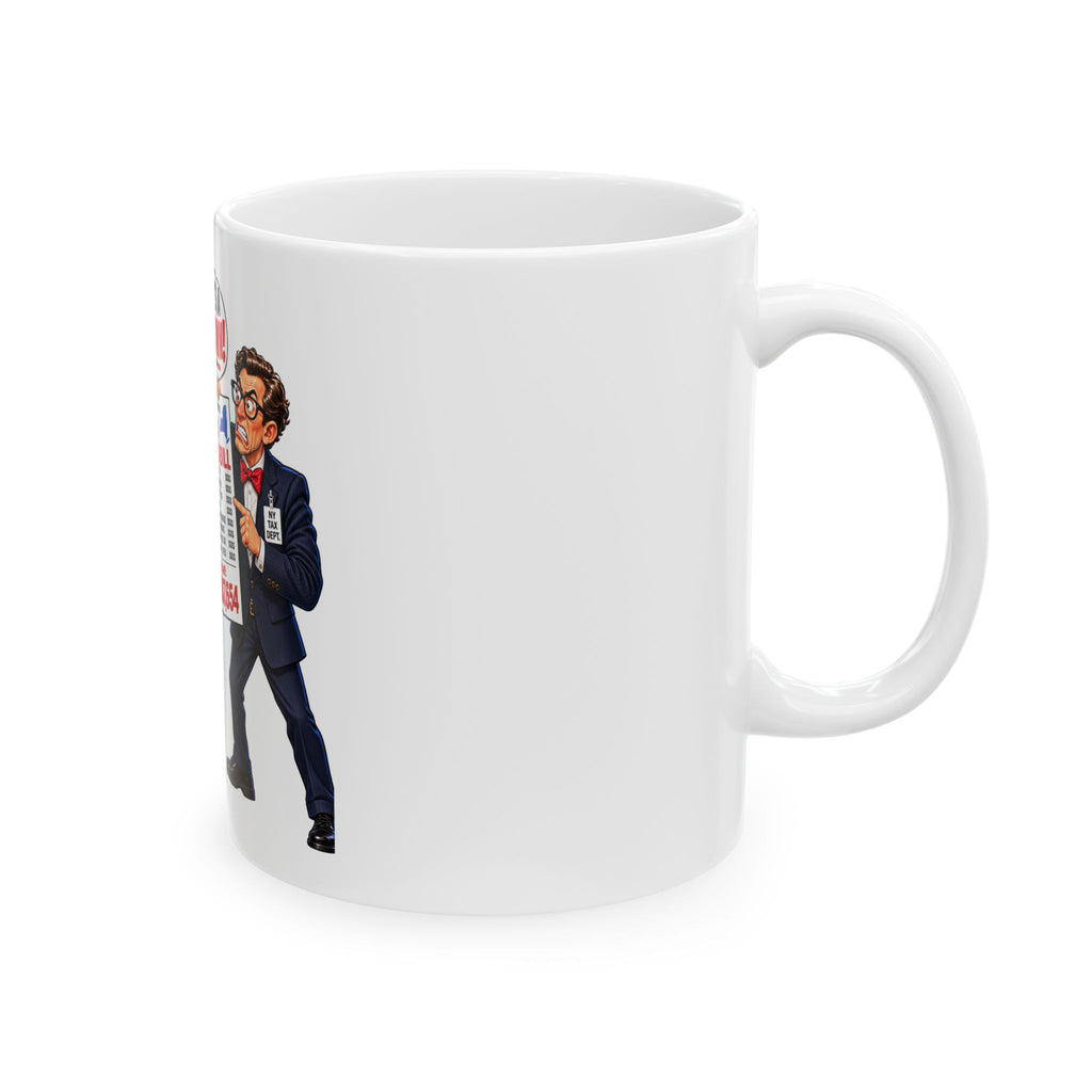 New York State Shakes Down Mobster — "Now That's a Shakedown!" Tax Bill Cartoon Ceramic Mug (11oz, 15oz)