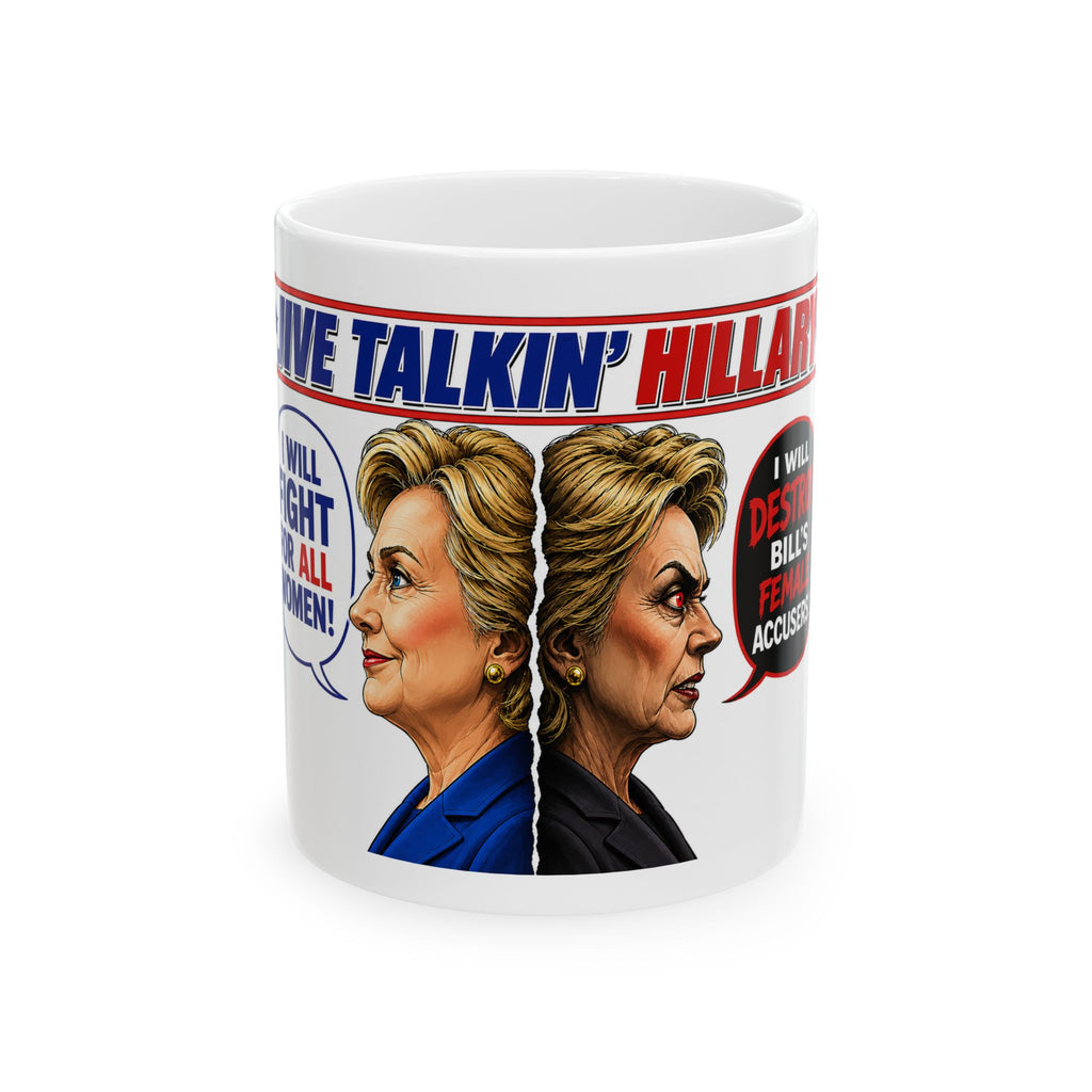 Two-Faced Hillary Clinton Mug | Political Caricature Ceramic Coffee Mug