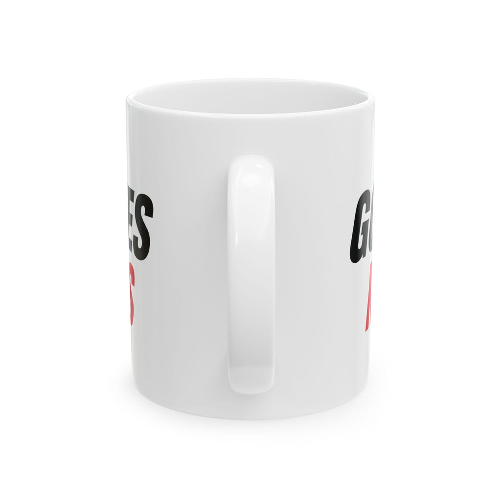 God Determines My Pronouns Mug | Bold Determined Pronoun Message Ceramic Mug