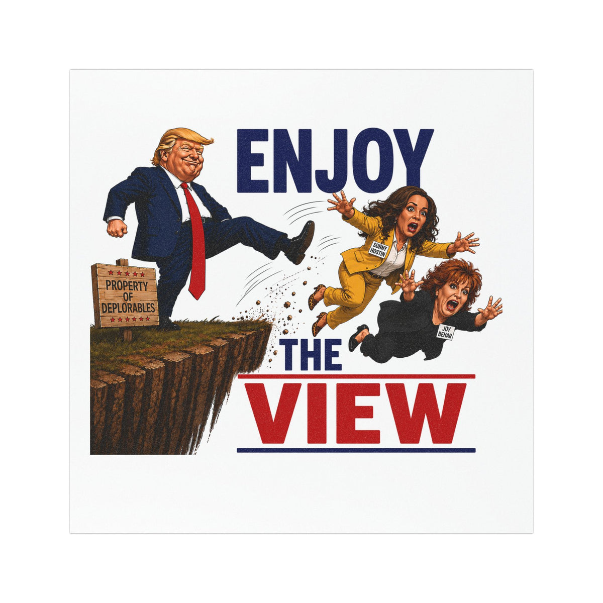 Trump Kicking "The View" car magnet | political satire bumper magnet