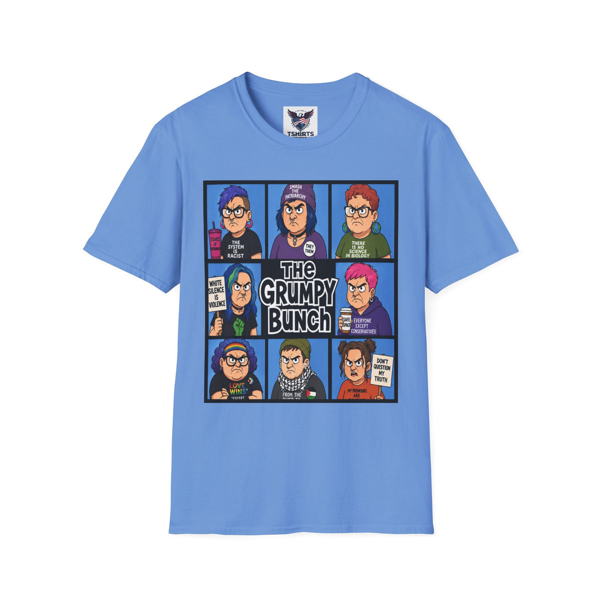 Grumpy WOKE Bunch Graphic T-Shirt — Retro Comic Panel Illustration