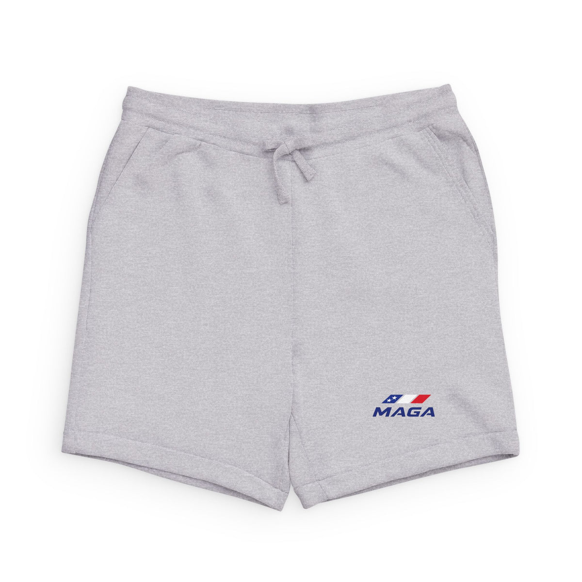 Flag Stripe MAGA Fleece Sweatshorts — The Brand for Conservatives - Minimal USA Accent Athletic Lounge Shorts
