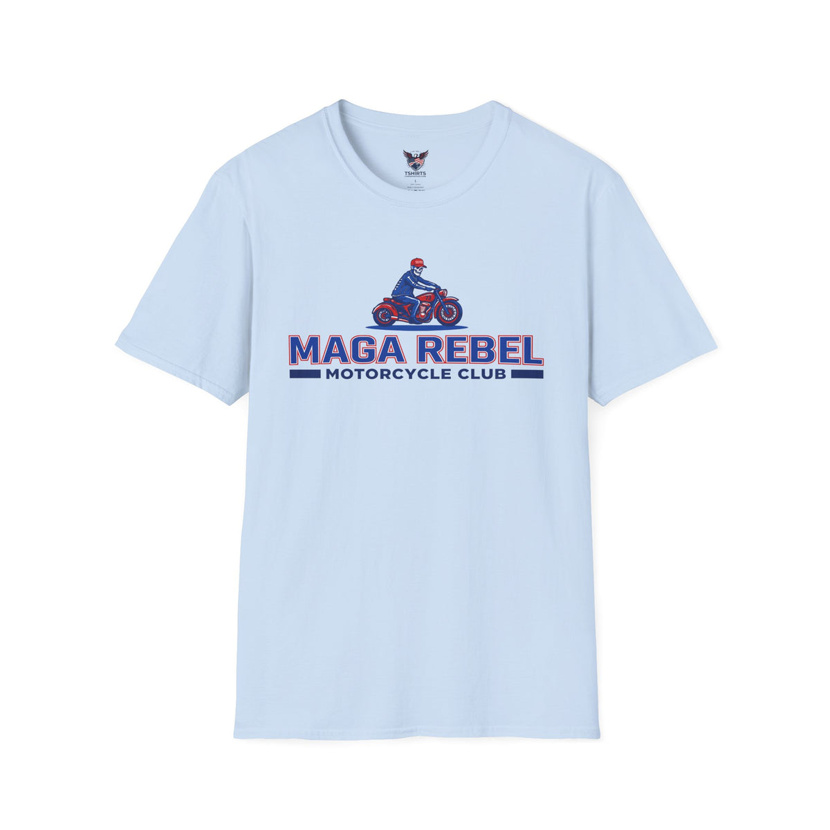 MAGA Rebel Motorcycle Club T-Shirt | Biker Graphic, Patriotic Red Blue