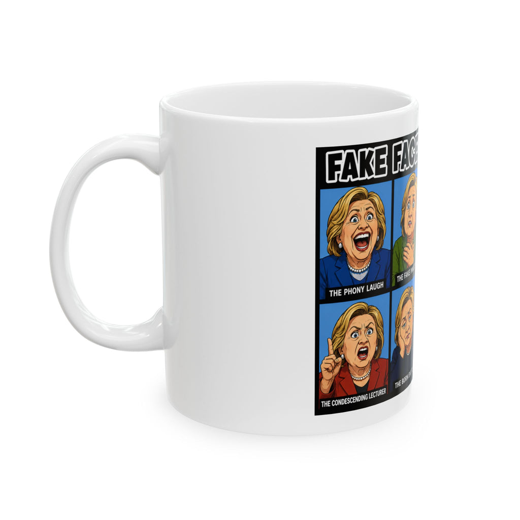 Comic Character Fake Faces of Hillary Mug | 11oz or 15oz Ceramic
