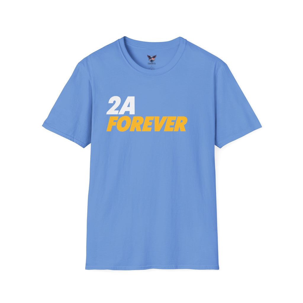 Carolina Blue 2A Forever Bold Text T-Shirt | 2nd Amendment Retro Yellow Graphic