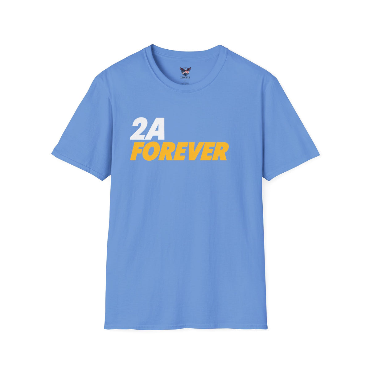 Carolina Blue 2A Forever Bold Text T-Shirt | 2nd Amendment Retro Yellow Graphic
