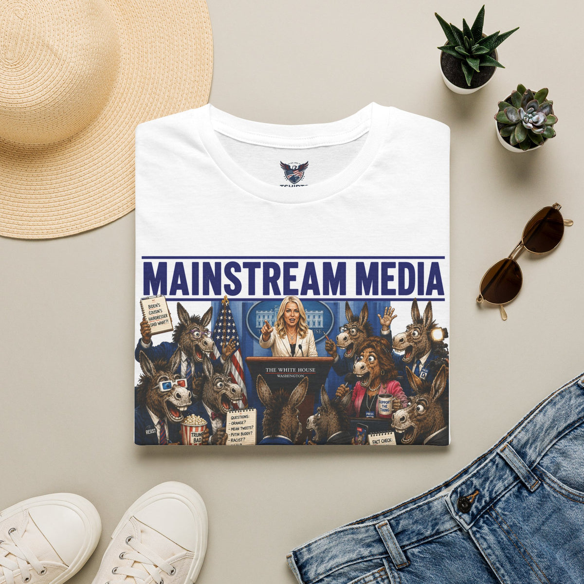 Mainstream Media Donkey Crowd Conservative Free T-Shirt