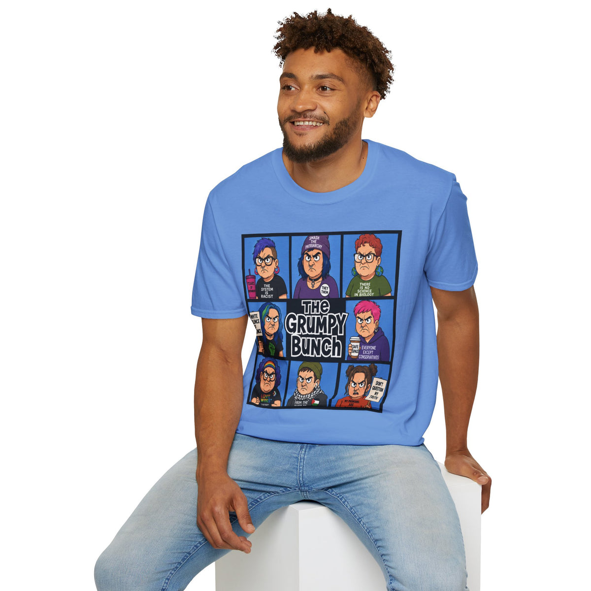 Grumpy WOKE Bunch Graphic T-Shirt — Retro Comic Panel Illustration