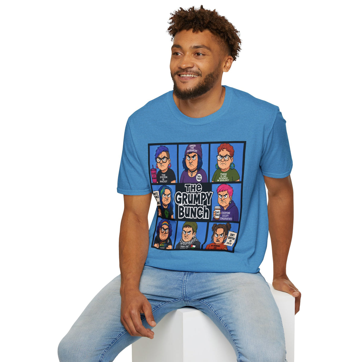 Grumpy WOKE Bunch Graphic T-Shirt — Retro Comic Panel Illustration