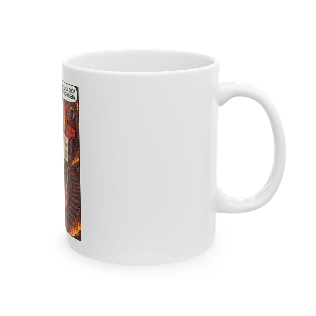 Woke White Woman Satire Mug — 'Cancel Everything' Devil Cartoon Ceramic Coffee Cup (11oz, 15oz)