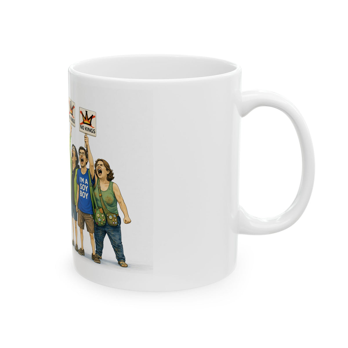 Tribute Artists vs Protesters Illustration Mug | Ceramic Coffee Cup