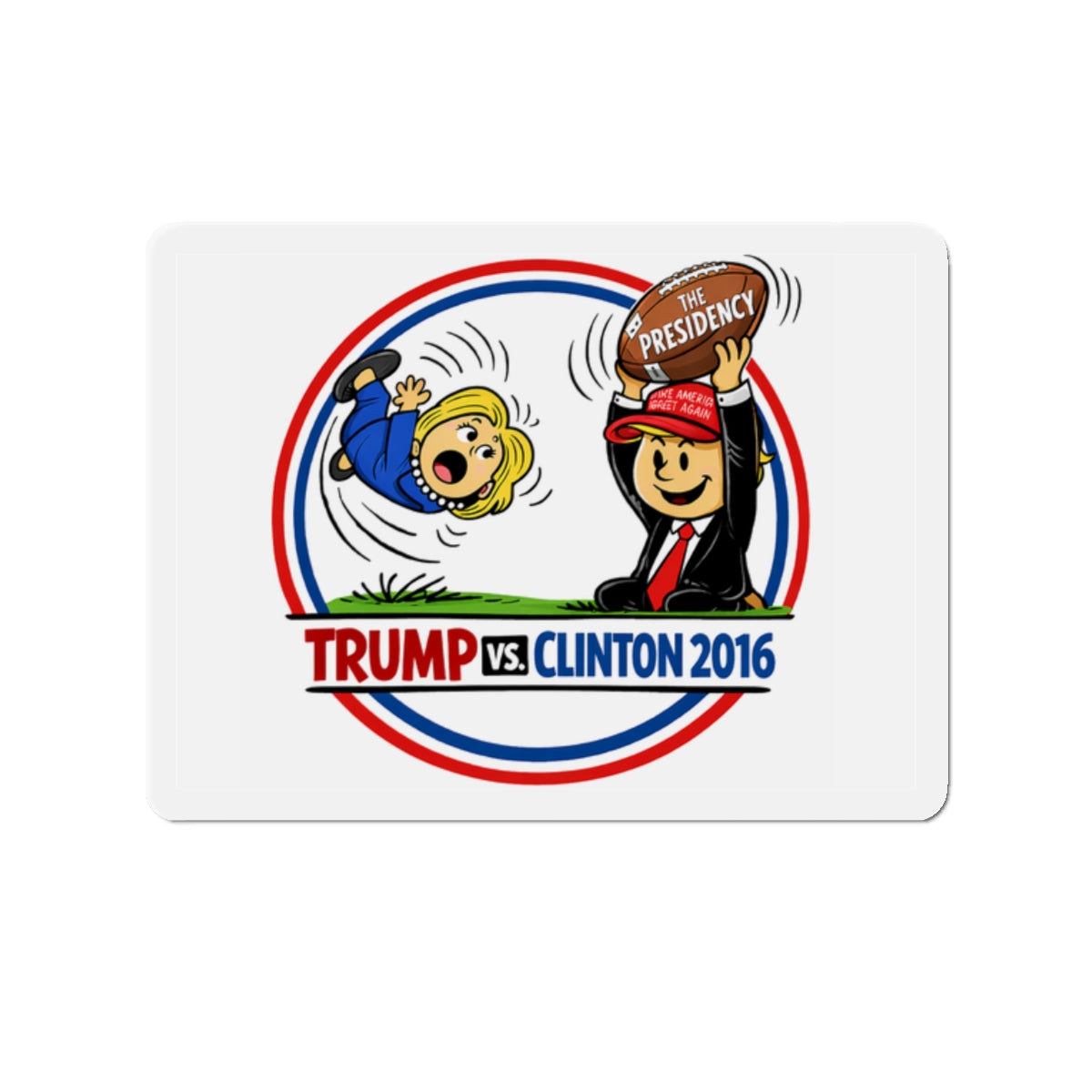 Trump vs Clinton 2016 Cartoon Magnet | Die-Cut Magnet