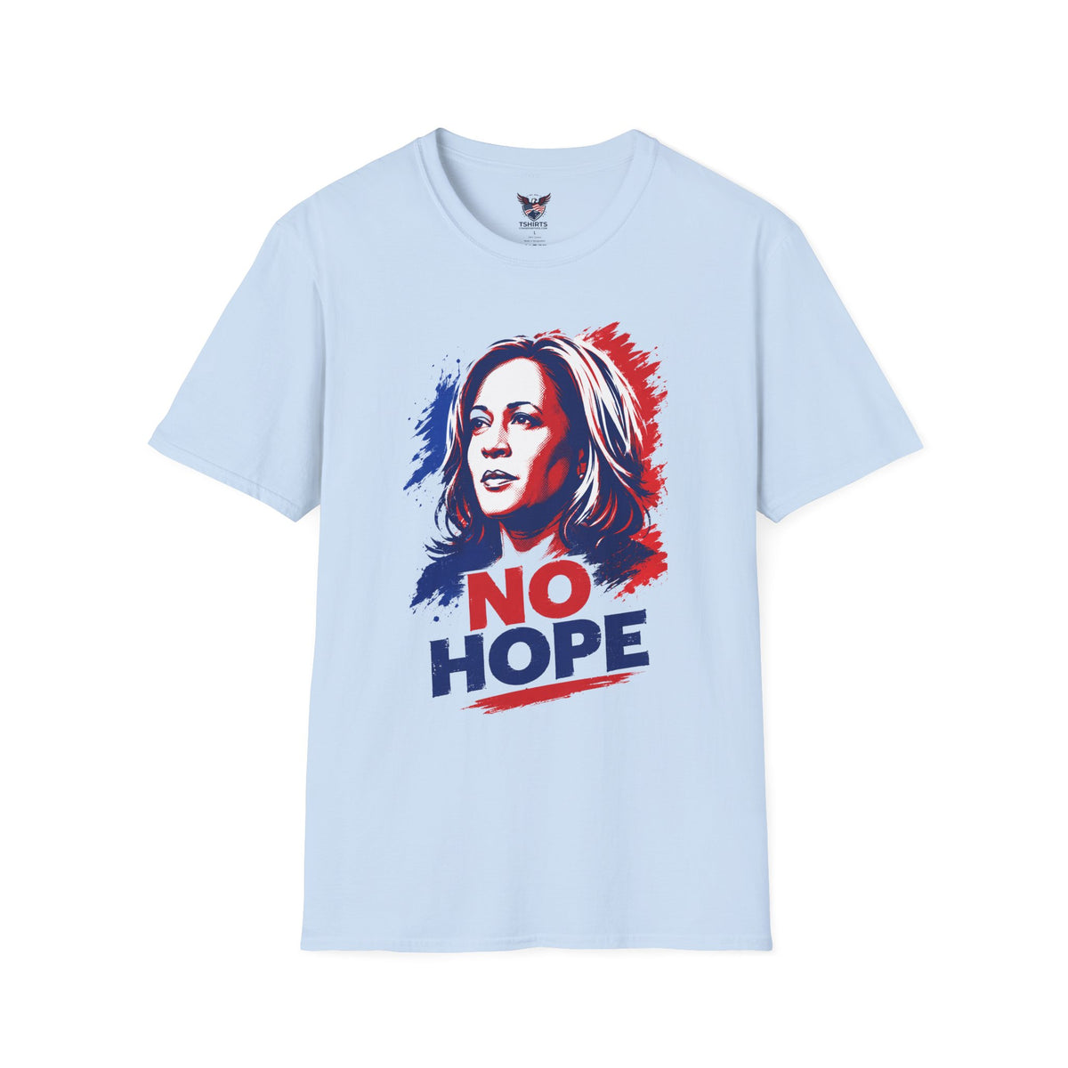 Light Blue Kamala Harris No Hope Portrait T-Shirt | Red Blue Pop Art Political Design