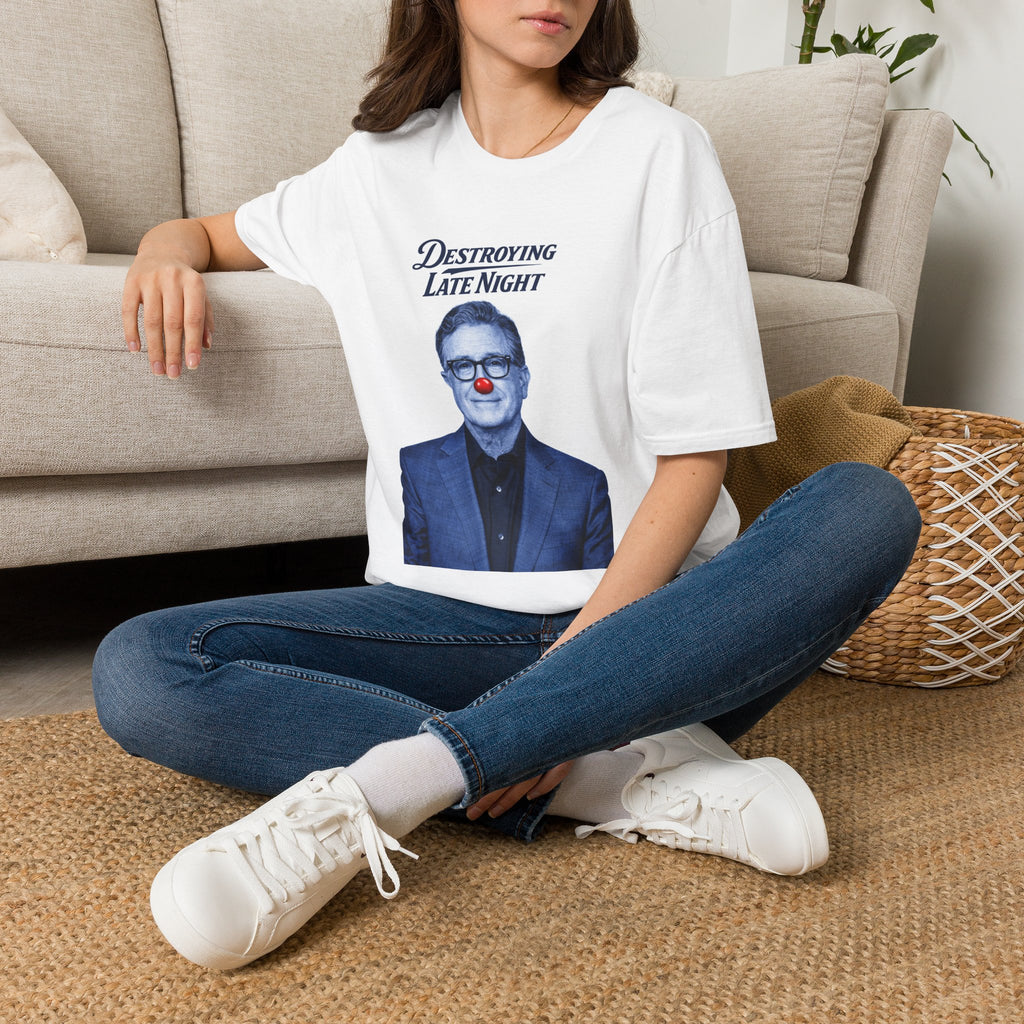 "Trump Patriot Shirt | America First T-Shirt | Conservative Republican Apparel | God Family Country Tee" | anti-woke tshirt | Destroying Late Night T-Shirt | Blue Portrait with Red Clown Nose