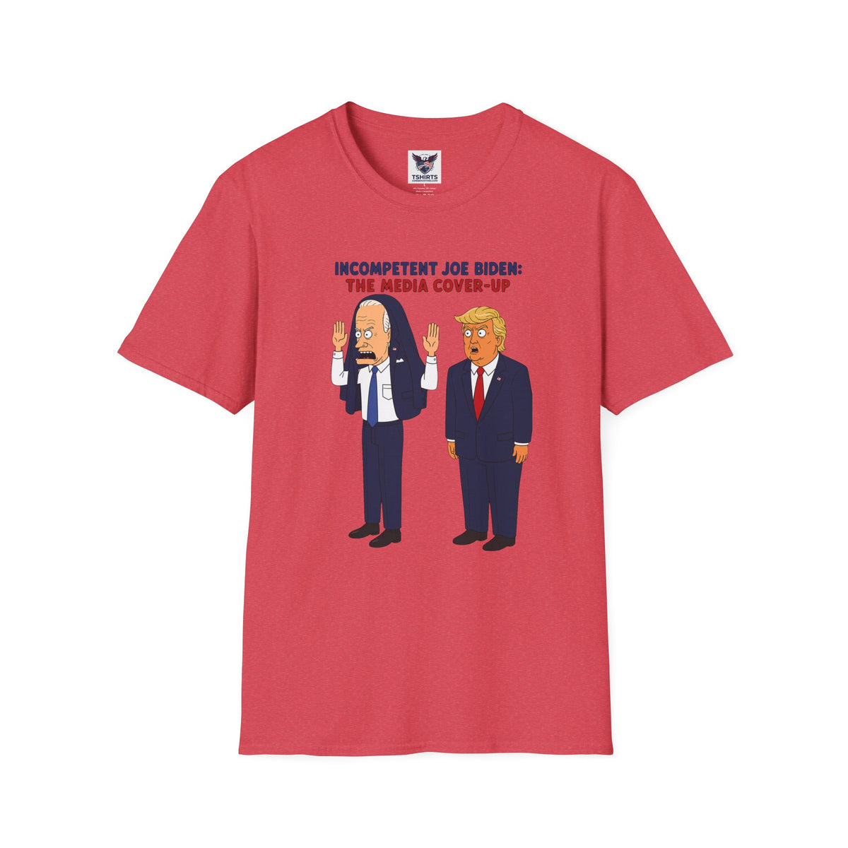 Political Cartoon T-Shirt — "Incompetent Joe Biden? The Media Cover-Up" Graphic Tee
