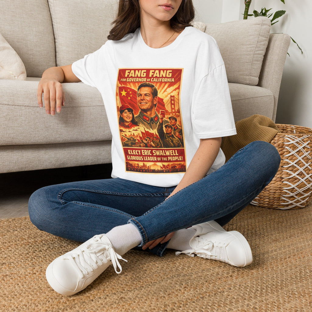 Political Propaganda T-Shirt — "Fang Fang for Governor of California" Retro Poster Design