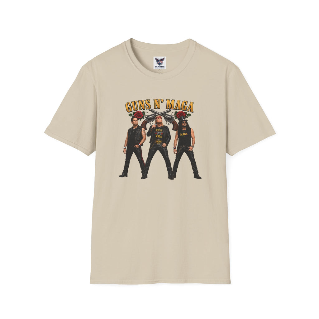 Guns N' Maga Rock Band T-Shirt — Trump, Vance, Rubio Political Parody Graphic Tee