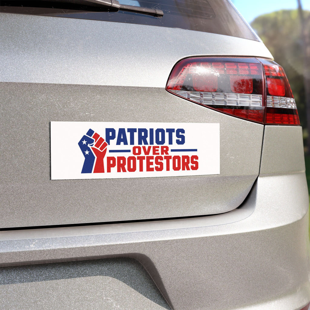 Patriots Over Protestors Car Magnet | American Flag Fist, Political Decal