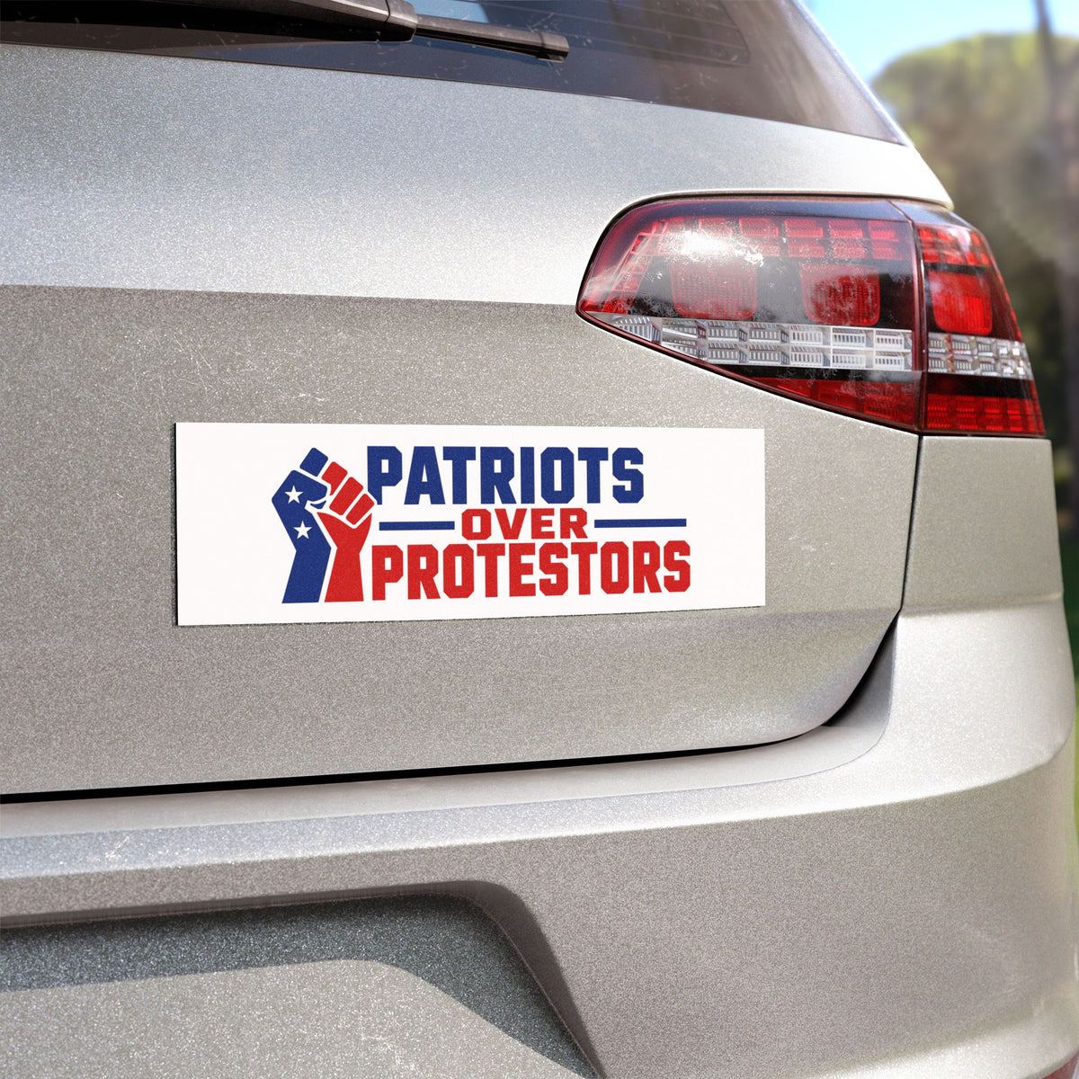 Patriots Over Protestors Car Magnet | American Flag Fist, Political Decal