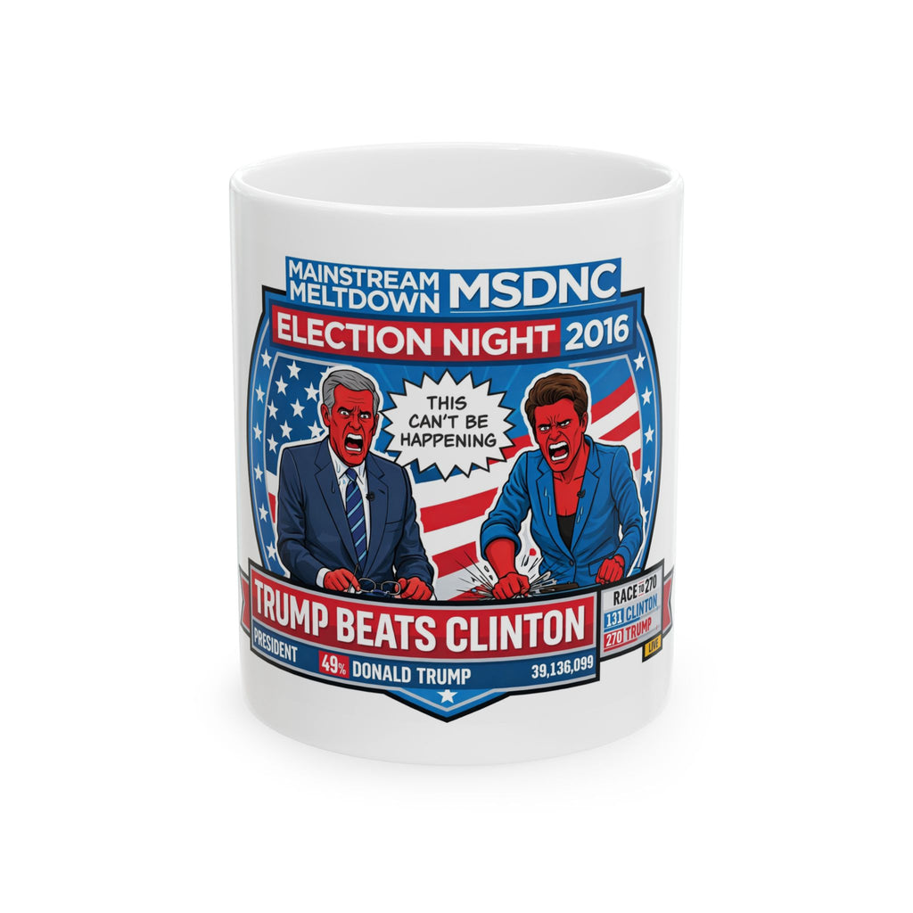 Election Night 2016 Cartoon MSDNC Anchors Mug | Trump Beats Clinton