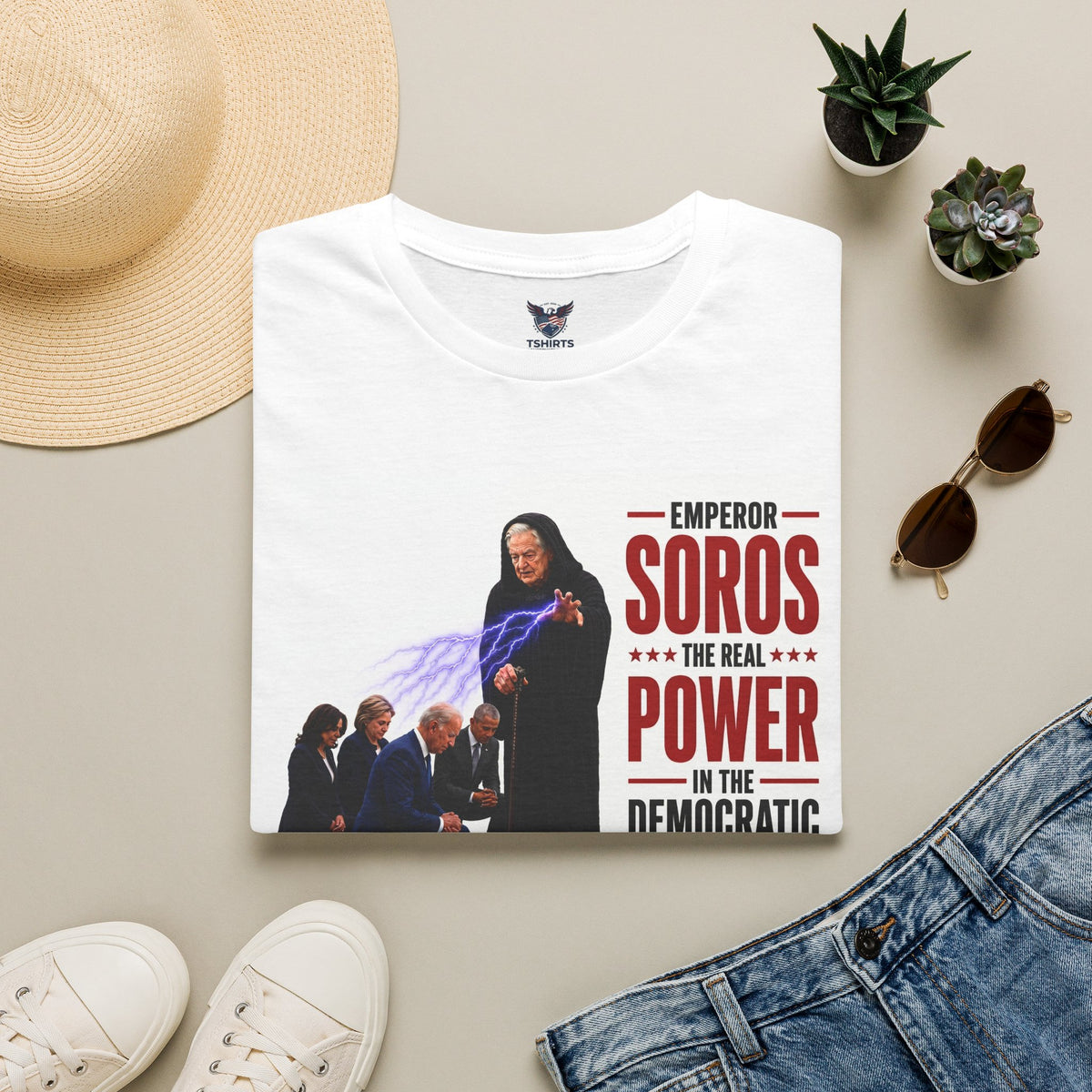 Emperor Soros graphic T-Shirt | Political satire, power parody