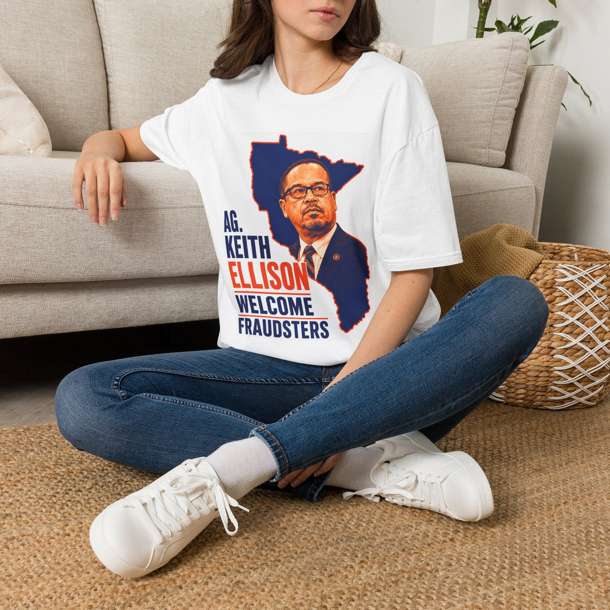Keith Ellison Political Satire Portrait T-Shirt | Minnesota State Silhouette