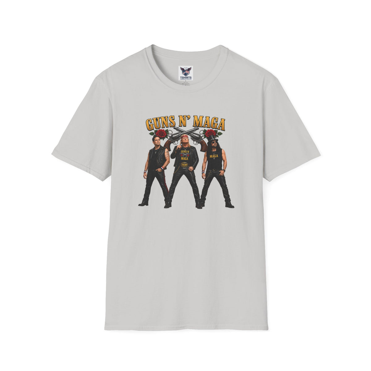 Guns N' Maga Rock Band T-Shirt — Trump, Vance, Rubio Political Parody Graphic Tee