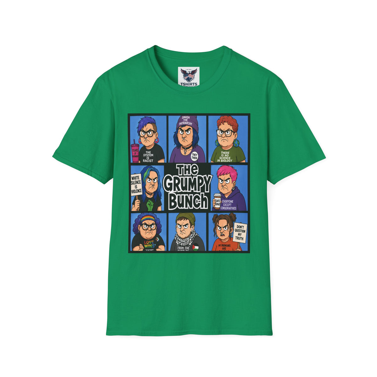 Grumpy WOKE Bunch Graphic T-Shirt — Retro Comic Panel Illustration