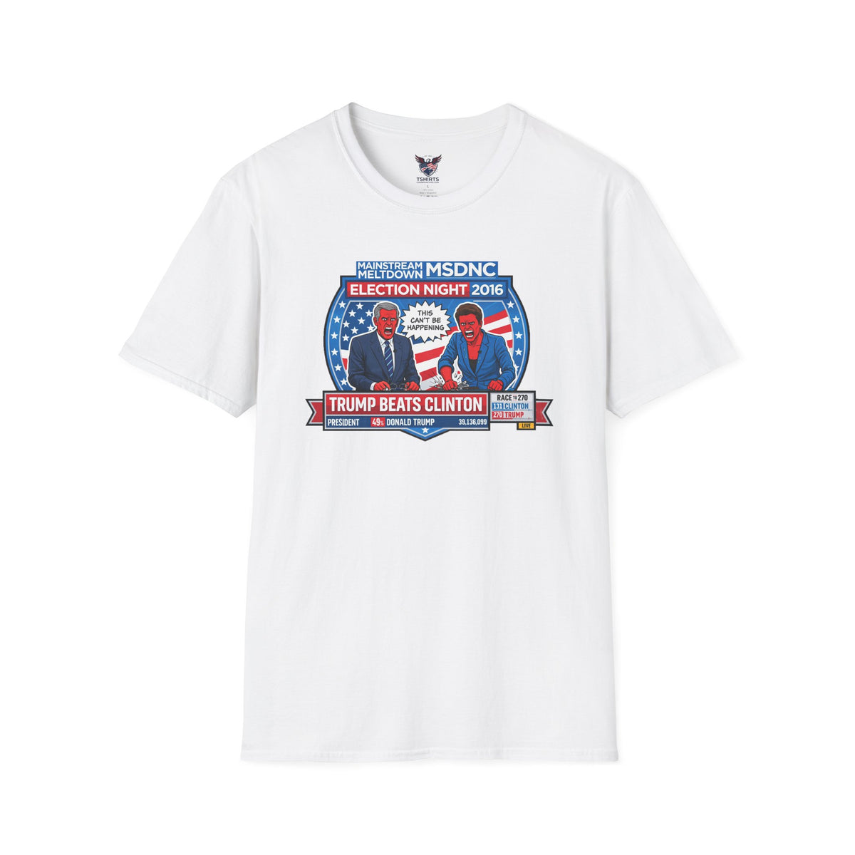Trump Beats Clinton Election Night 2016 T-Shirt | Political Vintage News Graphic