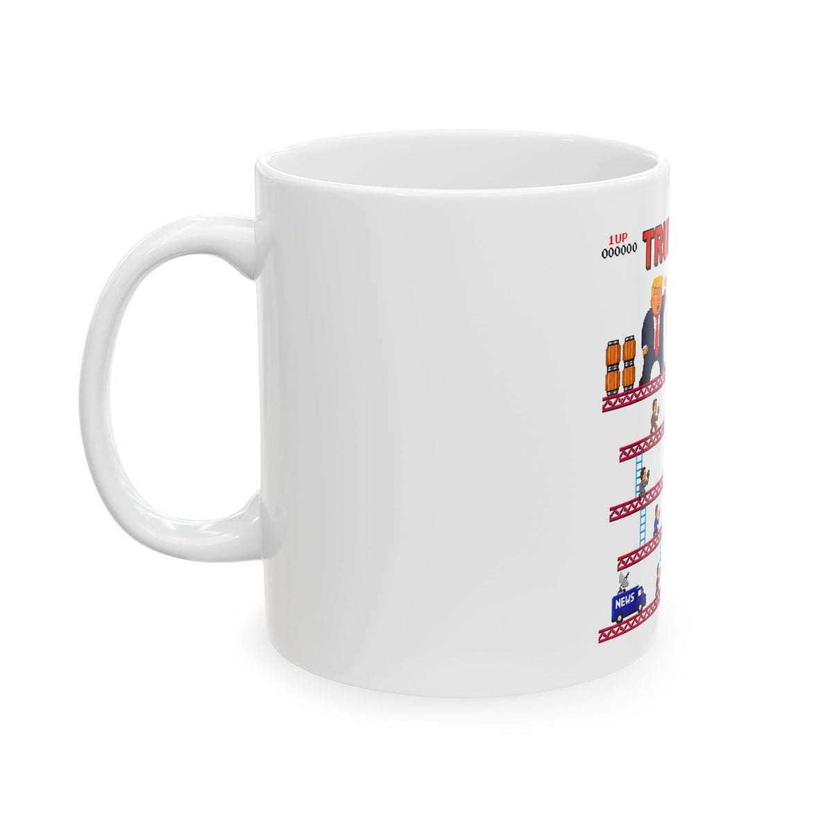 Trump Kong Retro Video Game Ceramic Mug (11oz, 15oz) — President Trump Political Parody Coffee Cup