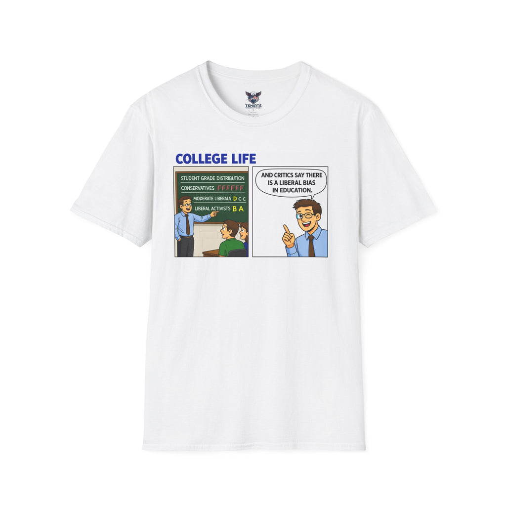 "Trump Patriot Shirt | America First T-Shirt | Conservative Republican Apparel | God Family Country Tee" | anti-woke tshirt | College Life Comic T-Shirt | Funny Classroom Cartoon Tee