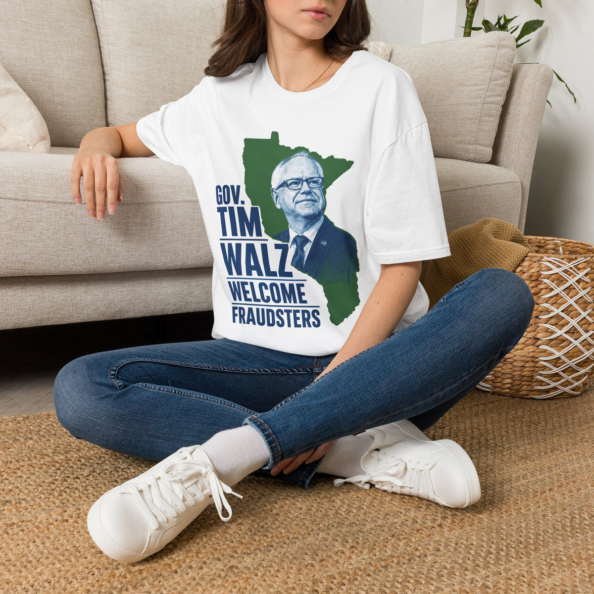 Governor Tim Walz Portrait T-Shirt | Minnesota State Silhouette