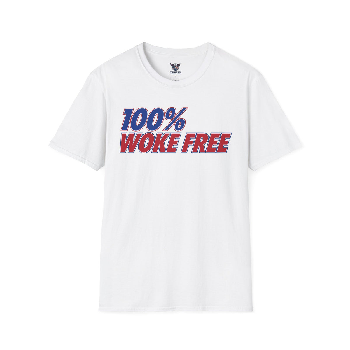 "Trump Patriot Shirt | America First T-Shirt | Conservative Republican Apparel | God Family Country Tee" | anti-woke tshirt | T-Shirt — "100% Woke Free" Bold Retro Graphic