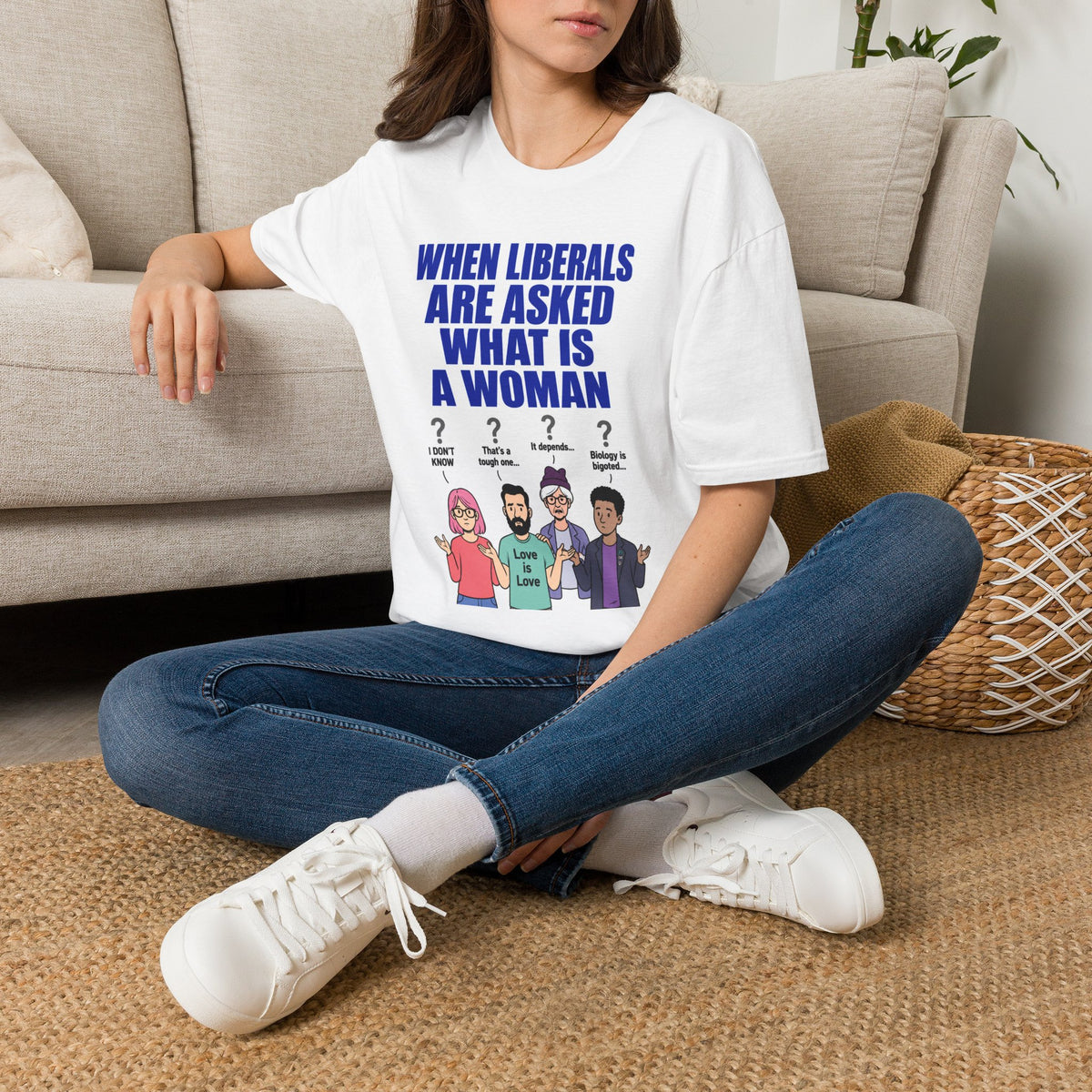 TRUMP CONSERVATIVE MAGA REPUBLICAN When Liberals Are Asked What Is A Woman graphic T-Shirt | political cartoon