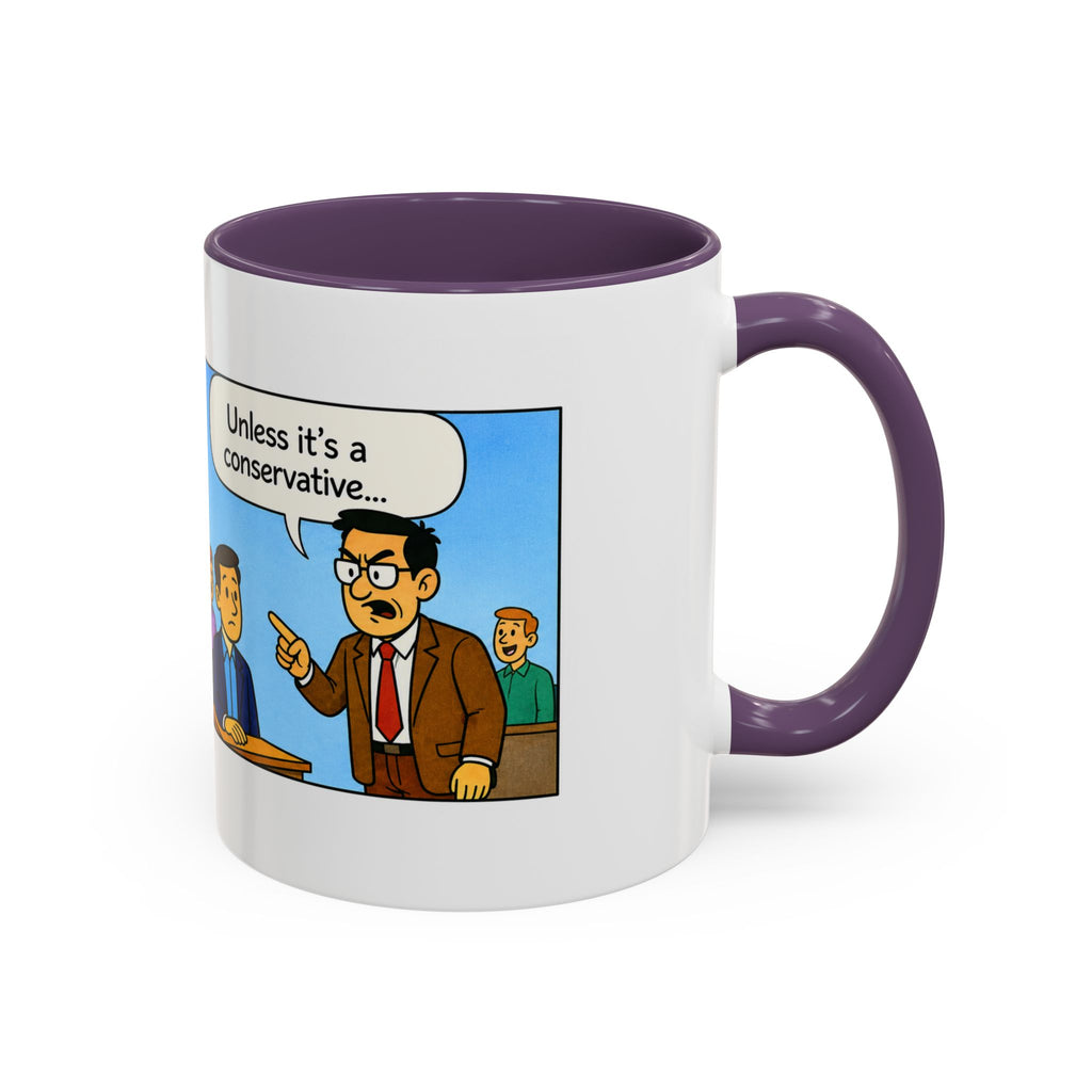 "College Life" Political Satire Comic Accent Coffee Mug – Funny Conservative Freedom of Speech Gag Gift