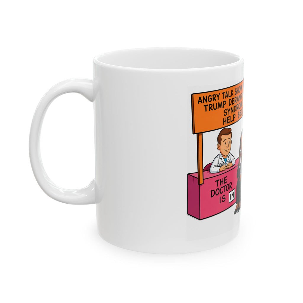 Talk Show Women Cartoon Lineup Mug | Political Satire Ceramic Mug