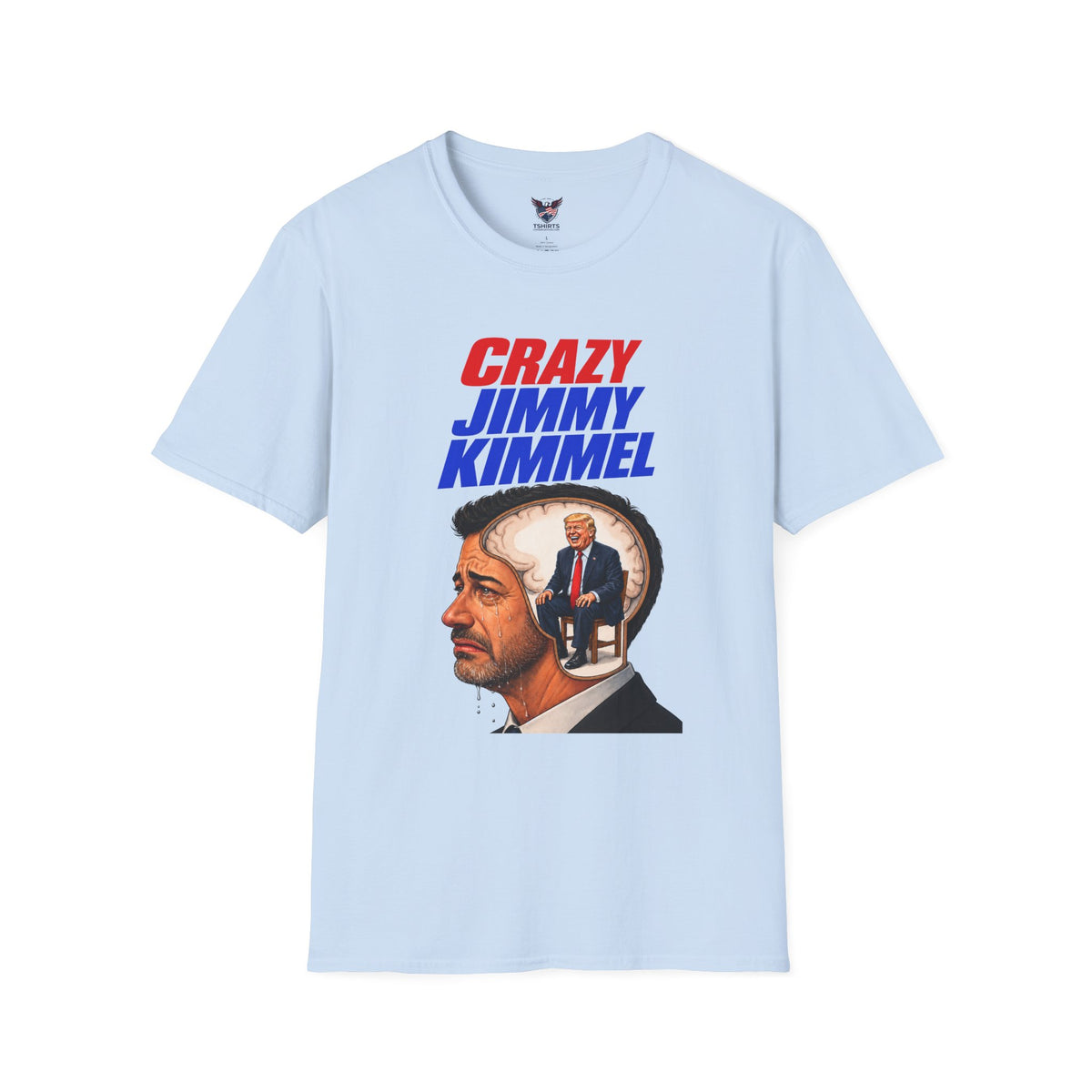 Light Blue Crazy Jimmy Kimmel T-Shirt | Retro Mockup Graphic Tee