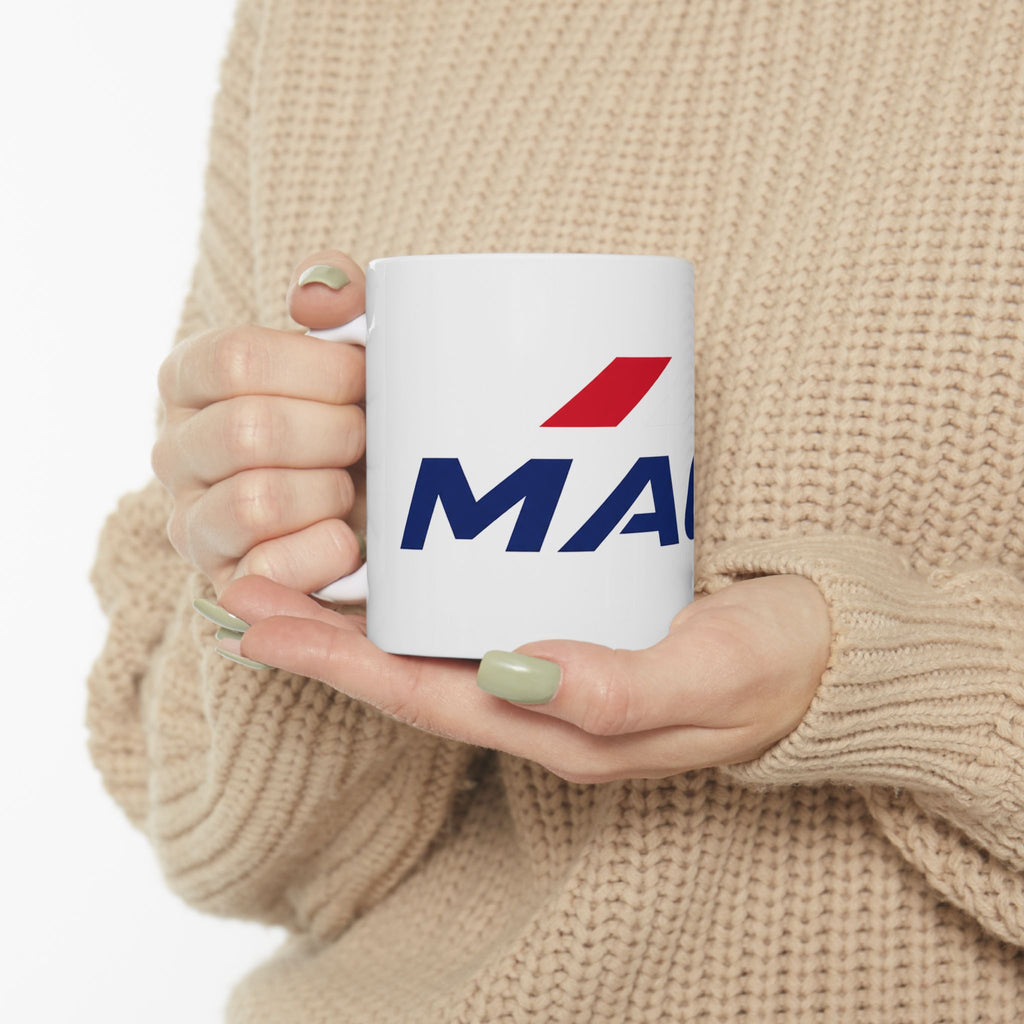 Ceramic Mug — Bold Red & Blue "MAGA" The Conservative Brand Logo Coffee Cup (11oz, 15oz)